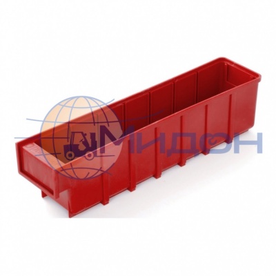 Ящик пластиковый 6006 для склада красный, сплошной 400 х 92 х 100