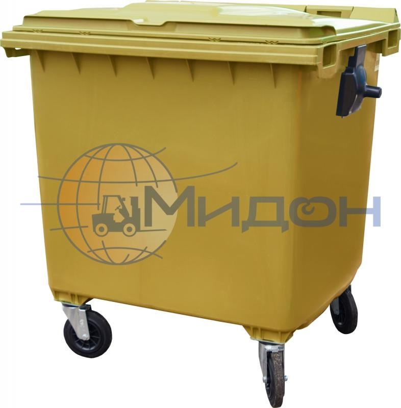 Контейнер мусорный 1100 литров на 4-x колесах с крышкой. Цвет желтый MGBK-1100 1370 х 1077 х 1325