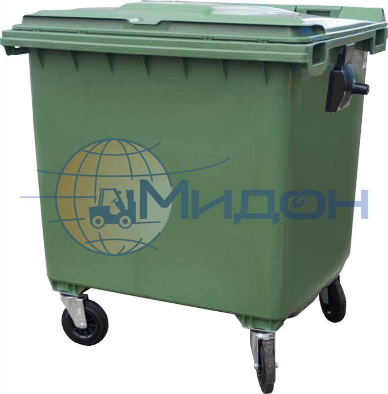 Контейнер мусорный 1100 литров на 4-x колесах с крышкой. Цвет зеленый MGBK-1100 1370 х 1077 х 1325