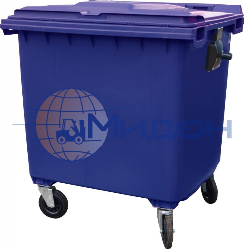 Контейнер мусорный 1100 литров на 4-x колесах с крышкой. Цвет синий MGBK-1100 1370 х 1077 х 1325