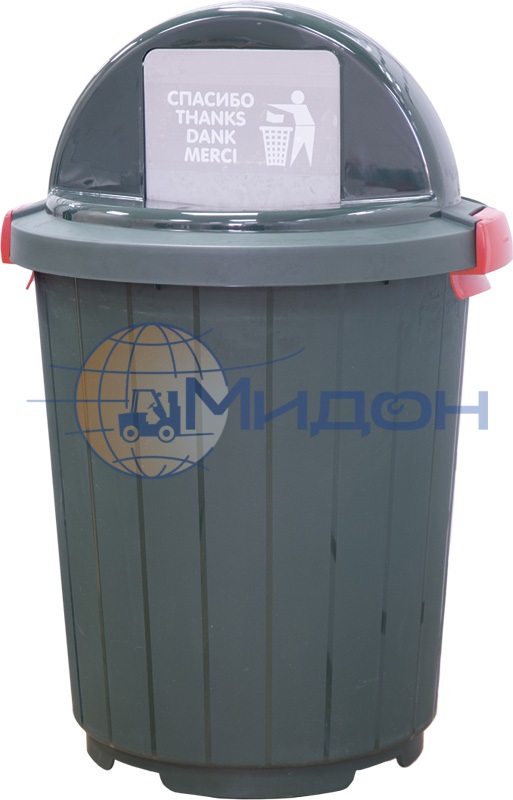 Бак мусорный с крышкой с клапаном (105л). Цвет темно-зеленый МБ-105 555 х 420 х 790